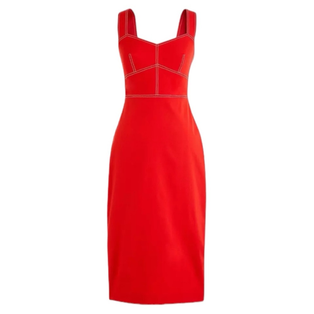 J. Crew Sheath Wiggle Dress Stretch Faille Bright Cerise Red Pinup Couture, S